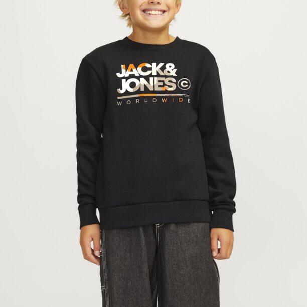 Jack & Jones Junior Bluză de molton 'JJLUKE'  gri / portocaliu / negru / alb