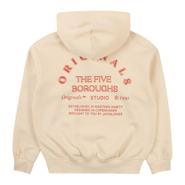 Jack & Jones Junior Bluză de molton 'JORBrooklyn'  crem / roșu