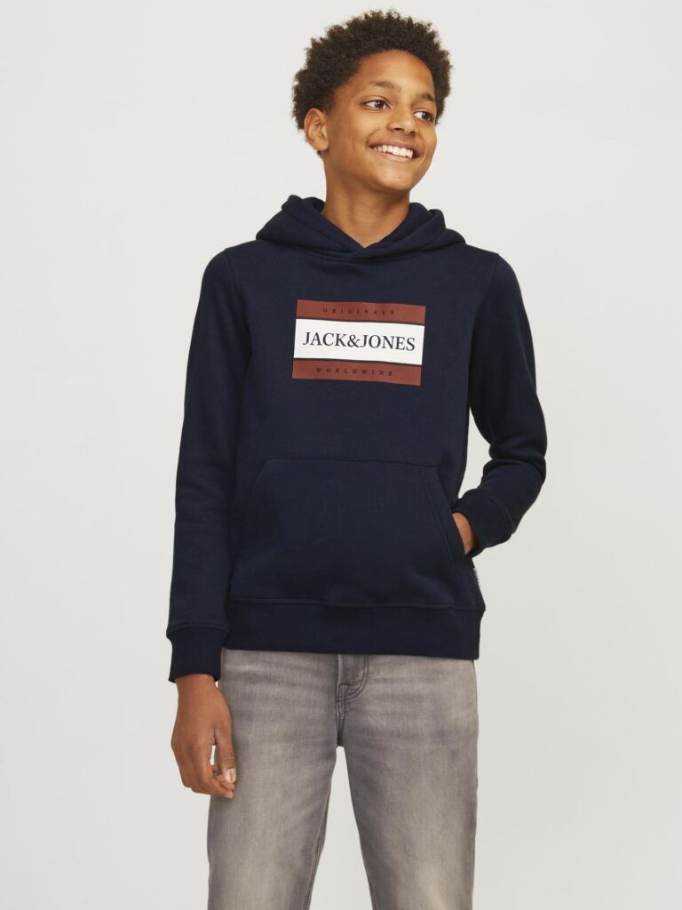 Preţ Jack & Jones Junior Bluză de molton 'JORFrederiksberg'  bleumarin / sângeriu / alb