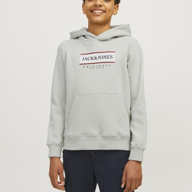 Jack & Jones Junior Bluză de molton 'JORFrederiksberg'  gri / roşu închis / negru / alb