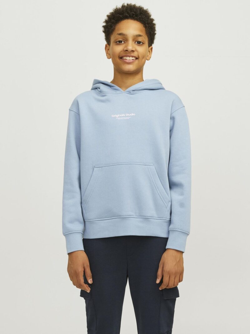 Jack & Jones Junior Bluză de molton 'JORVESTERBRO'  albastru deschis / alb