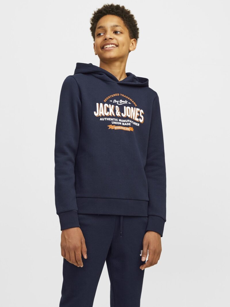 Jack & Jones Junior Bluză de molton  bleumarin / portocaliu / alb preţ