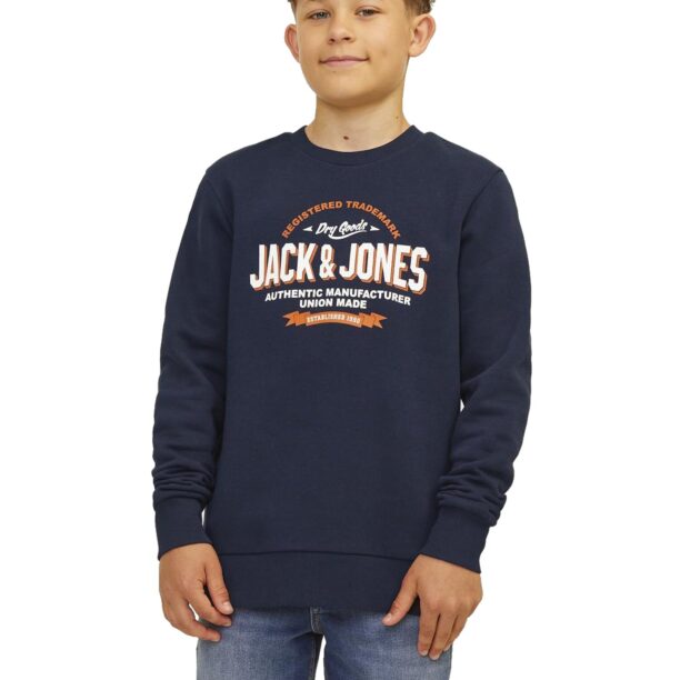 Original Jack & Jones Junior Bluză de molton  bleumarin / portocaliu / alb