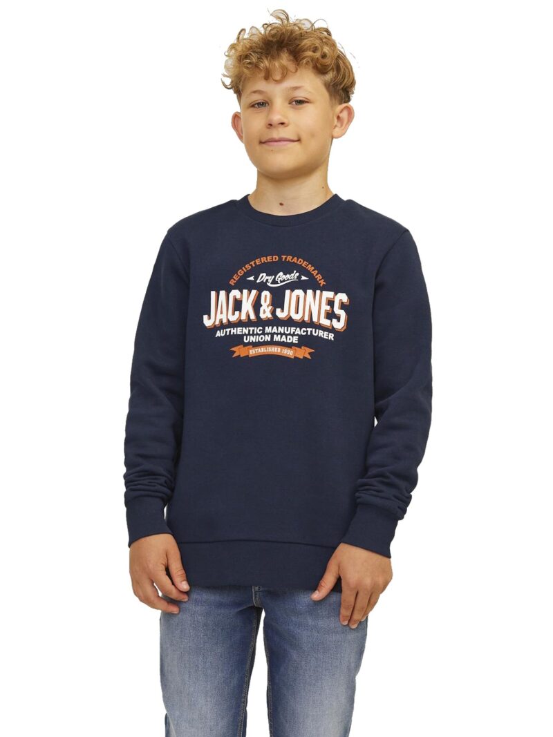 Original Jack & Jones Junior Bluză de molton  bleumarin / portocaliu / alb