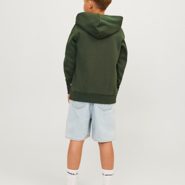 Jack & Jones Junior Bluză de molton  verde închis / portocaliu / alb preţ