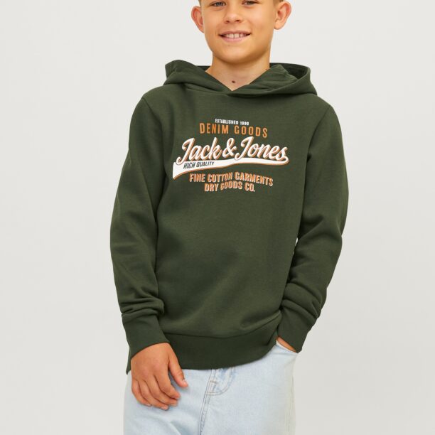 Preţ Jack & Jones Junior Bluză de molton  verde închis / portocaliu / alb