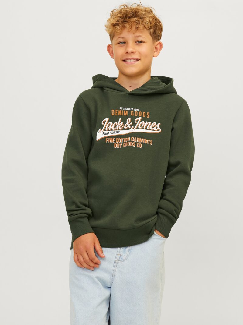 Preţ Jack & Jones Junior Bluză de molton  verde închis / portocaliu / alb