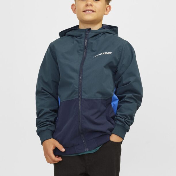 Jack & Jones Junior Geacă de primăvară-toamnă 'JJERush'  azur / albastru închis / verde petrol / alb murdar