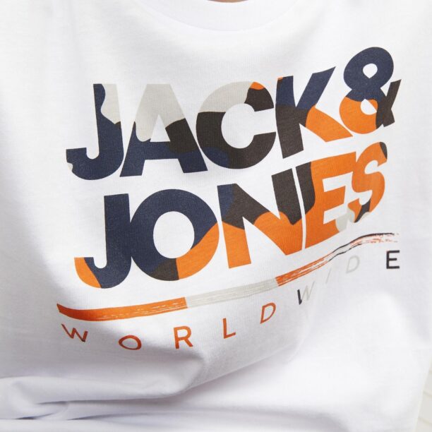 Original Jack & Jones Junior Tricou 'JJLuke'  bleumarin / gri / portocaliu / alb