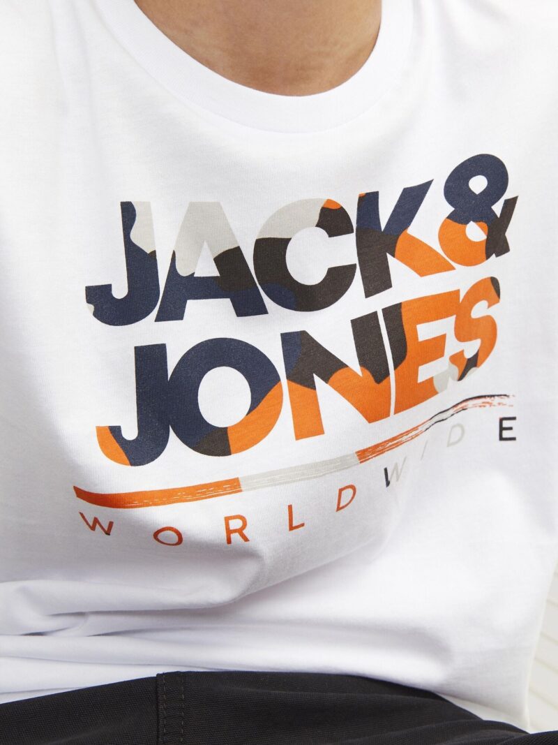 Original Jack & Jones Junior Tricou 'JJLuke'  bleumarin / gri / portocaliu / alb