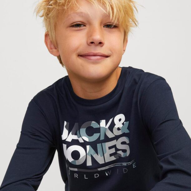 Preţ Jack & Jones Junior Tricou 'JJLuke'  bleumarin / portocaliu / negru / alb