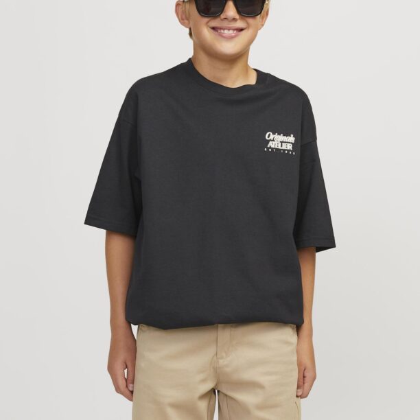 Jack & Jones Junior Tricou 'JORBROOKLYN'  negru / alb preţ