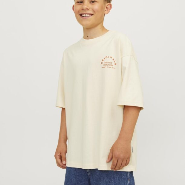 Jack & Jones Junior Tricou 'JORBROOKLYN'  roșu / alb lână preţ