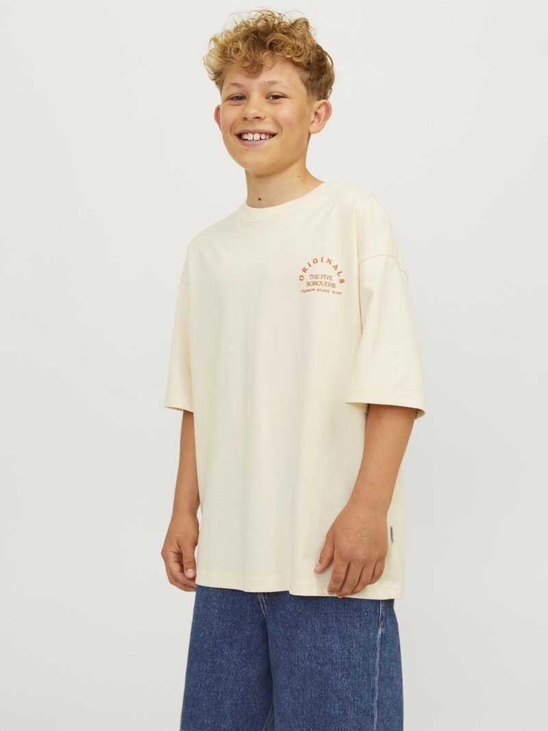 Jack & Jones Junior Tricou 'JORBROOKLYN'  roșu / alb lână preţ