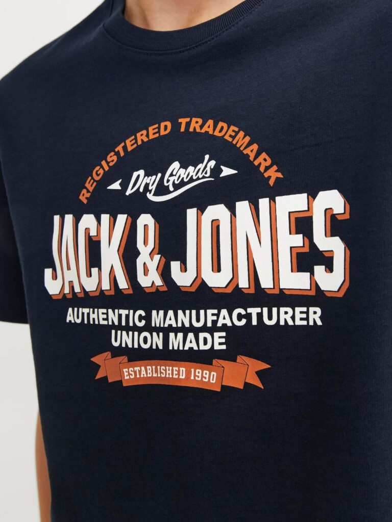 Jack & Jones Junior Tricou  bleumarin / portocaliu / alb murdar preţ