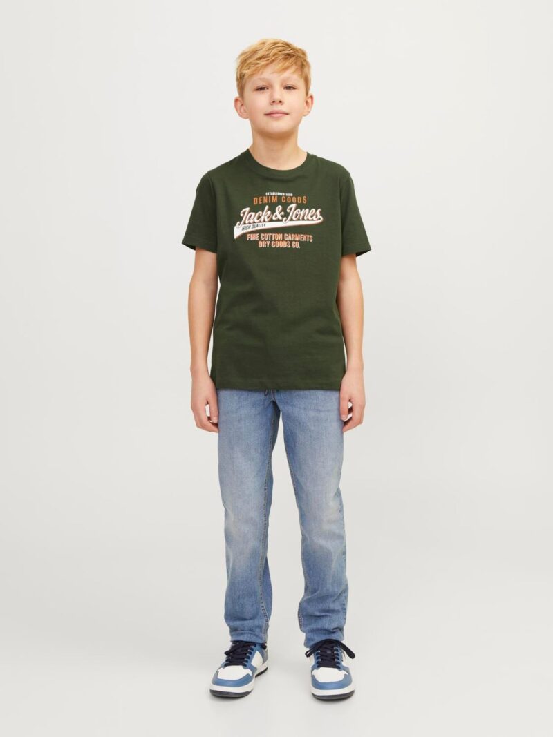 Original Jack & Jones Junior Tricou  verde închis / portocaliu / alb