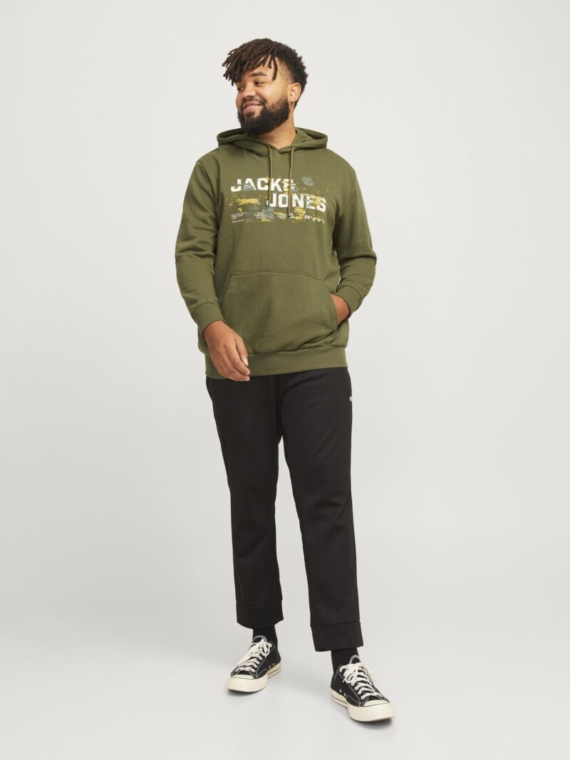 Cumpăra Jack & Jones Plus Bluză de molton 'JCOOUTDOOR'  oliv / verde stuf / portocaliu mandarină / alb