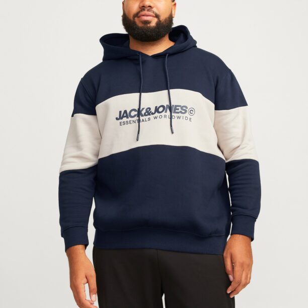 Jack & Jones Plus Bluză de molton 'JJELEGACY'  crem / bleumarin preţ