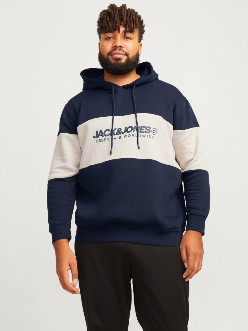 Jack & Jones Plus Bluză de molton 'JJELEGACY'  crem / bleumarin preţ