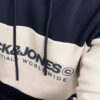 Jack & Jones Plus Bluză de molton 'JJELEGACY'  crem / bleumarin