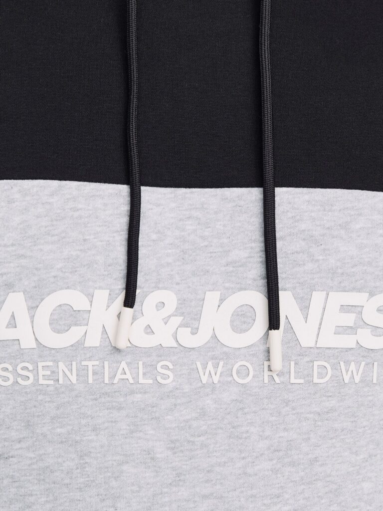 Original Jack & Jones Plus Bluză de molton 'JJELEGACY'  gri amestecat / negru / alb