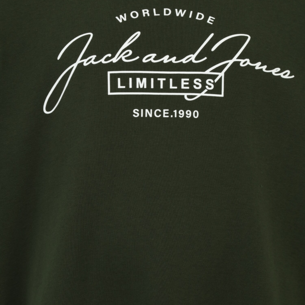 Jack & Jones Plus Bluză de molton 'JJFERRIS'  verde închis / alb preţ