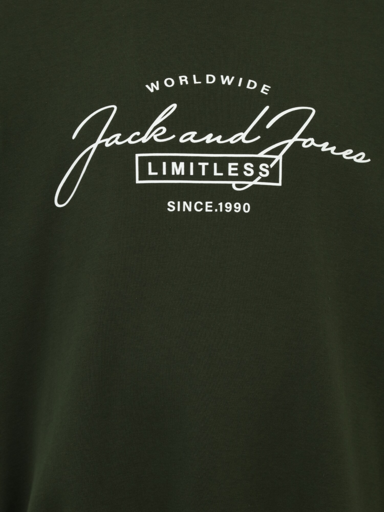 Jack & Jones Plus Bluză de molton 'JJFERRIS'  verde închis / alb preţ