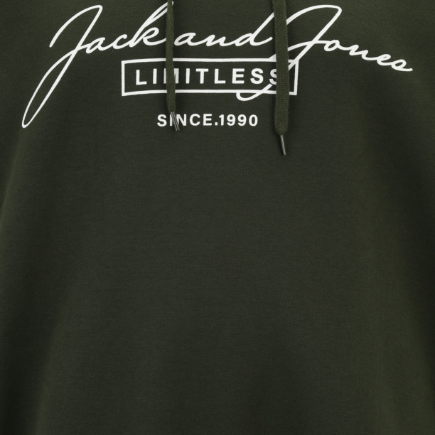 Jack & Jones Plus Bluză de molton 'JJFERRIS'  verde închis / alb preţ