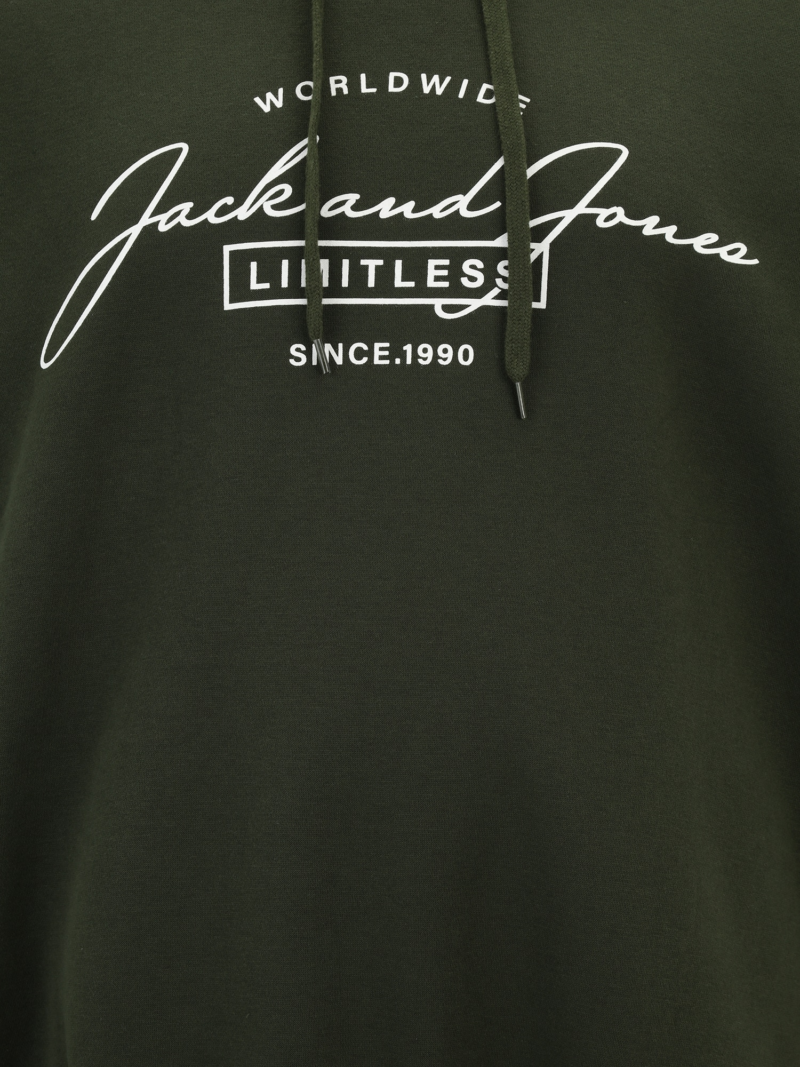 Jack & Jones Plus Bluză de molton 'JJFERRIS'  verde închis / alb preţ