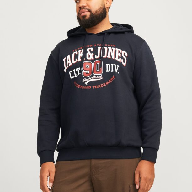 Jack & Jones Plus Bluză de molton  albastru marin / roșu ruginiu / alb