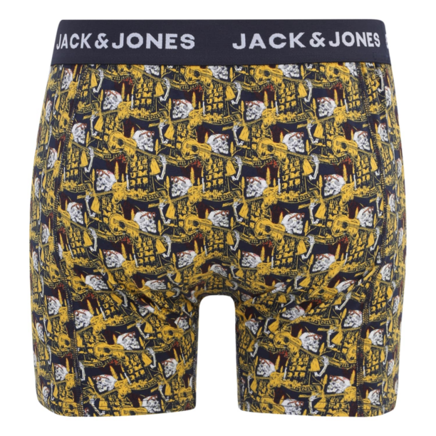 Jack & Jones Plus Boxeri 'JACSKULLROCK'  bleumarin / galben închis / gri deschis / roşu închis