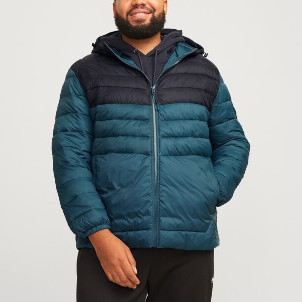 Jack & Jones Plus Geacă de primăvară-toamnă 'JJESPRINT'  verde petrol / negru