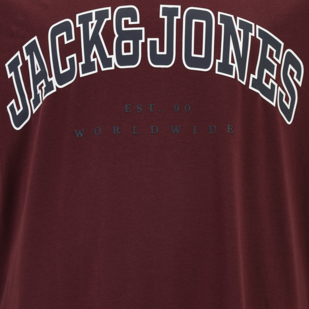 Jack & Jones Plus Tricou 'JJECALEB'  bleumarin / roșu bordeaux / alb preţ