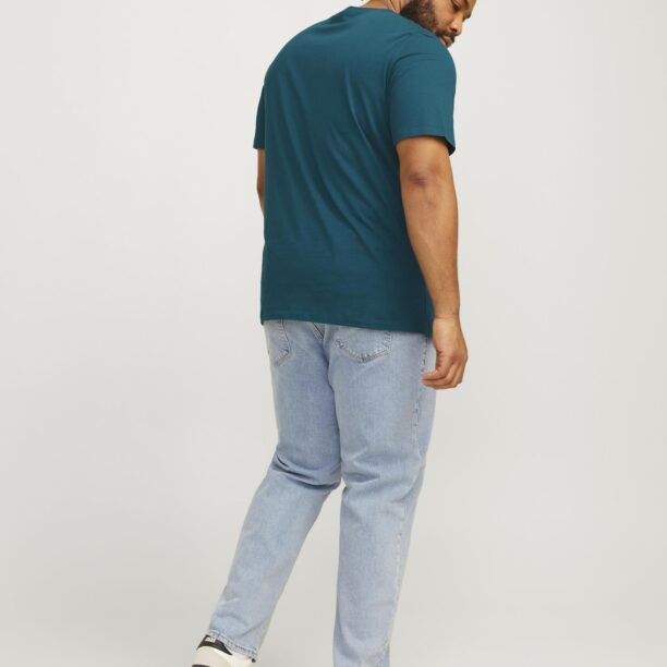 Jack & Jones Plus Tricou 'JJECORP'  verde petrol / portocaliu / alb preţ