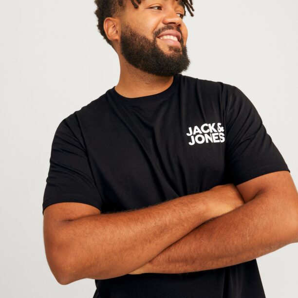 Cumpăra Jack & Jones Plus Tricou 'JJECorp'  negru / alb