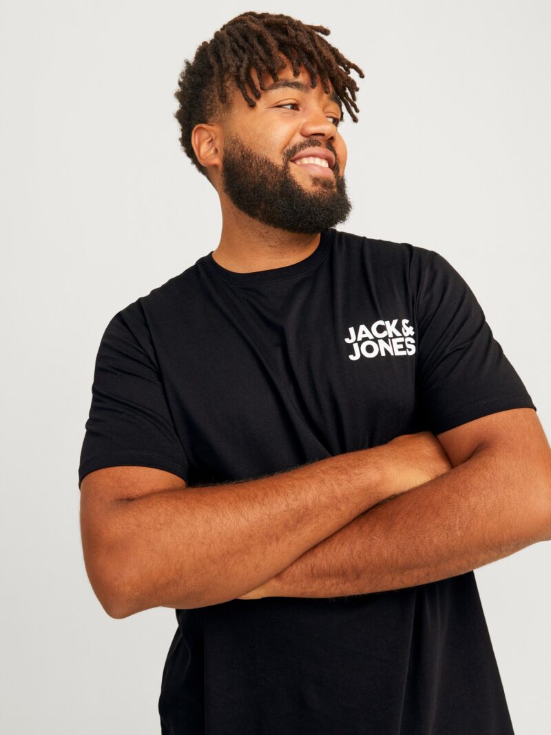 Cumpăra Jack & Jones Plus Tricou 'JJECorp'  negru / alb