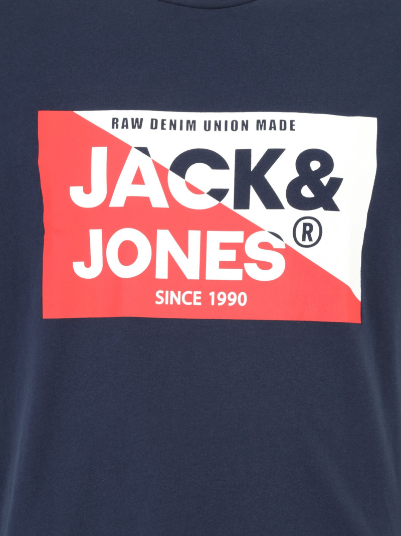 Jack & Jones Plus Tricou 'JJNOLAN'  bleumarin / roșu / alb murdar preţ