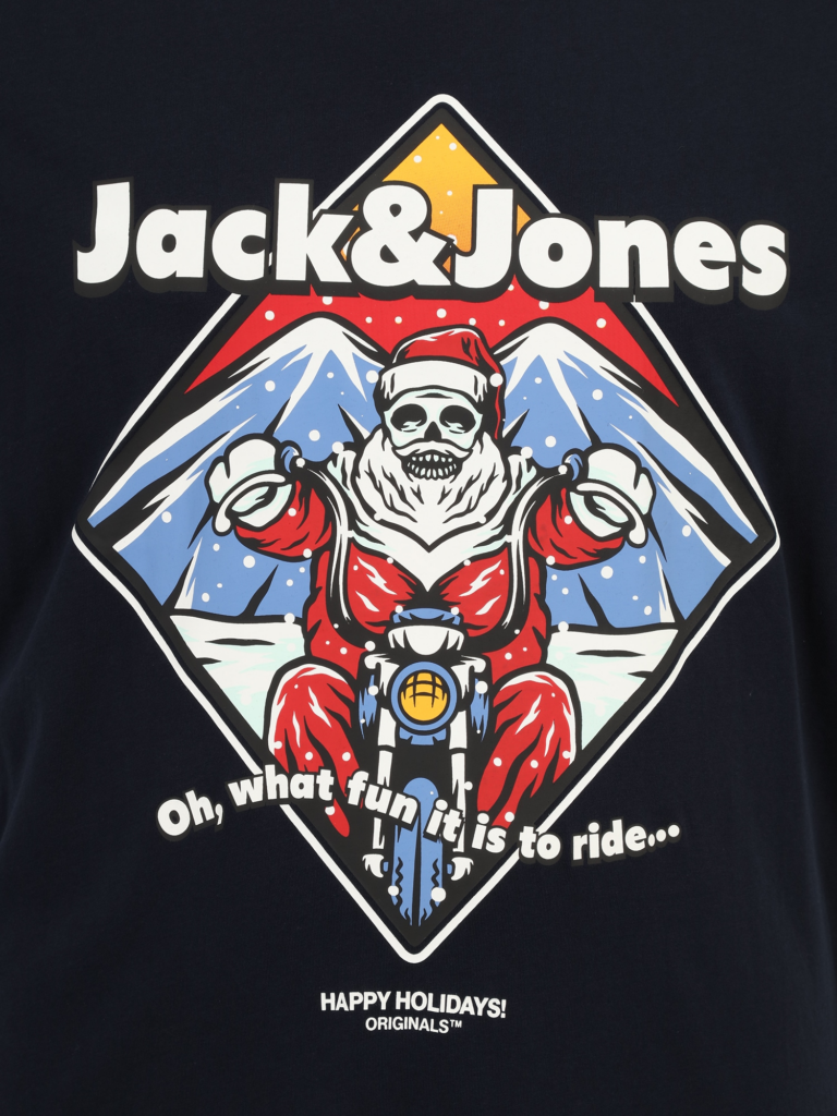 Jack & Jones Plus Tricou 'JJXMAS CHRISTMAS SKULL'  albastru / roşu închis / negru / alb preţ