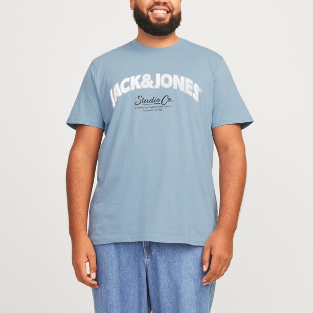 Cumpăra Jack & Jones Plus Tricou 'JORBRONX'  albastru porumbel / negru / alb