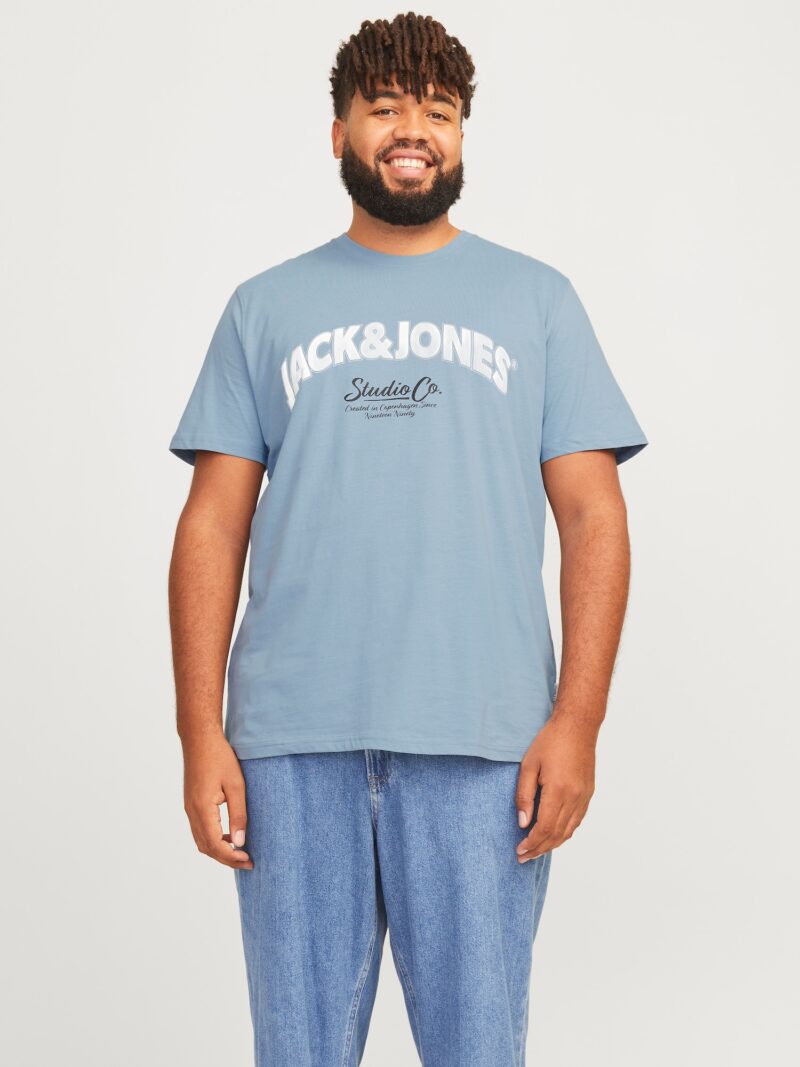 Cumpăra Jack & Jones Plus Tricou 'JORBRONX'  albastru porumbel / negru / alb