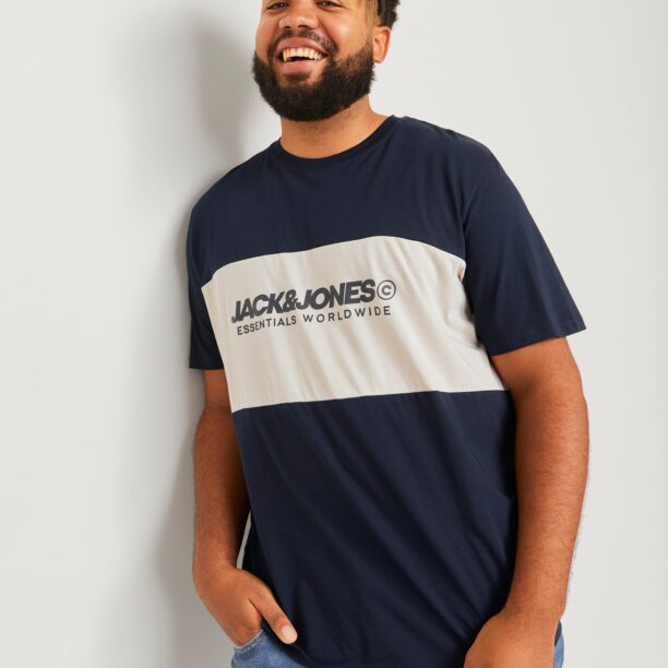 Preţ Jack & Jones Plus Tricou  albastru marin / alb