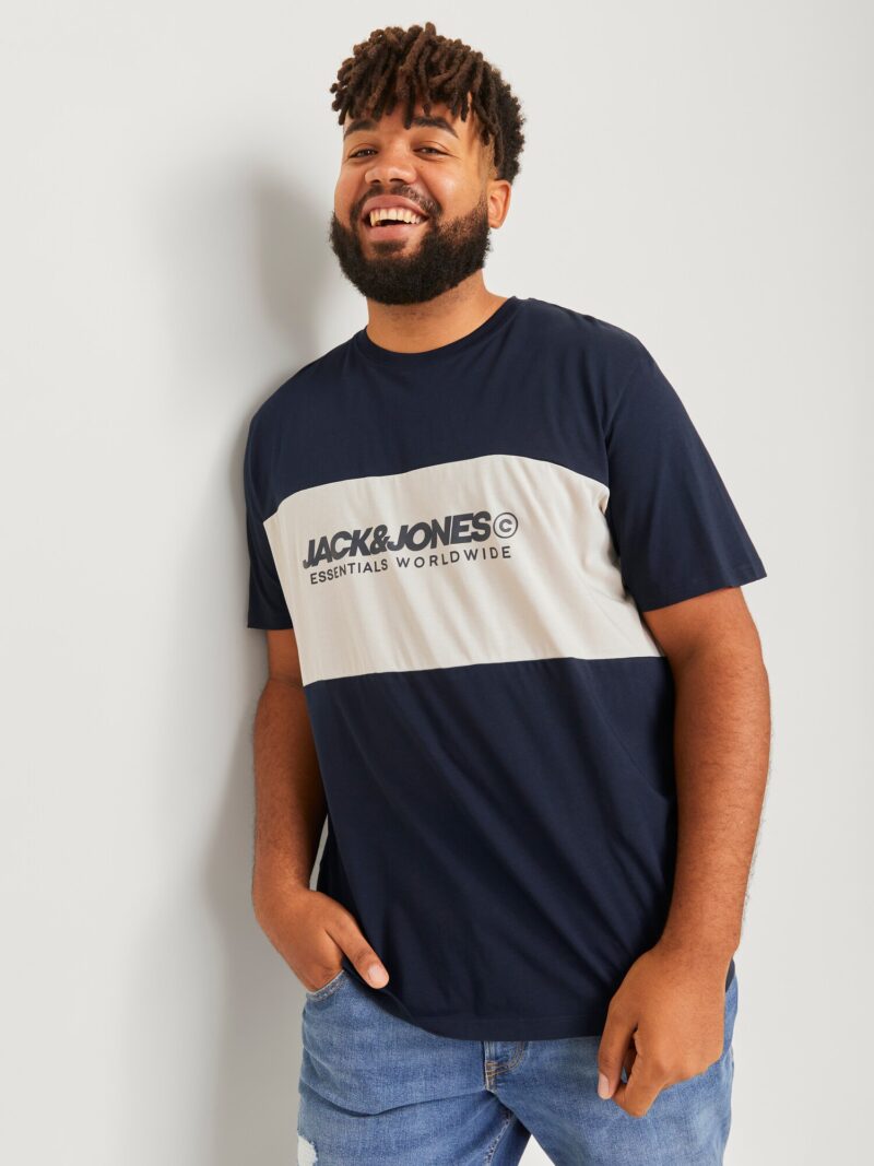 Preţ Jack & Jones Plus Tricou  albastru marin / alb