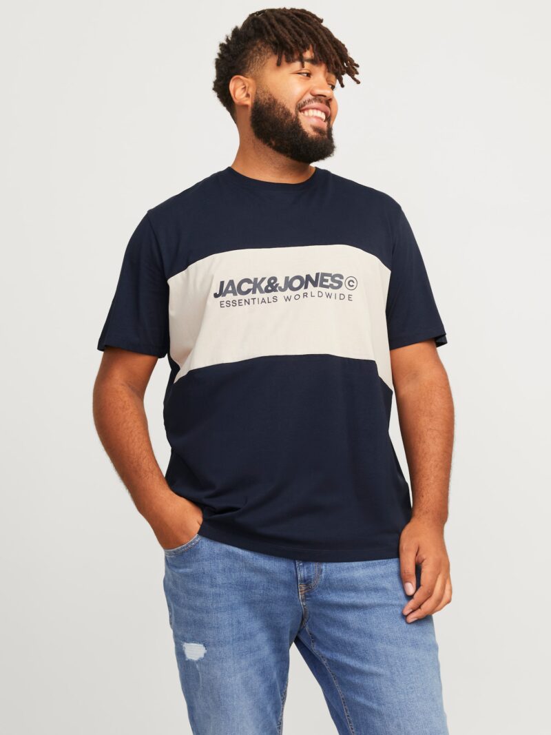 Jack & Jones Plus Tricou  albastru marin / alb