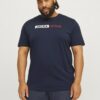 Jack & Jones Plus Tricou  bleumarin / roșu / alb