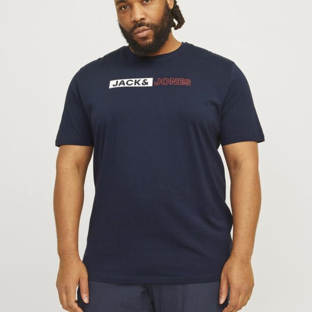 Jack & Jones Plus Tricou  bleumarin / roșu / alb