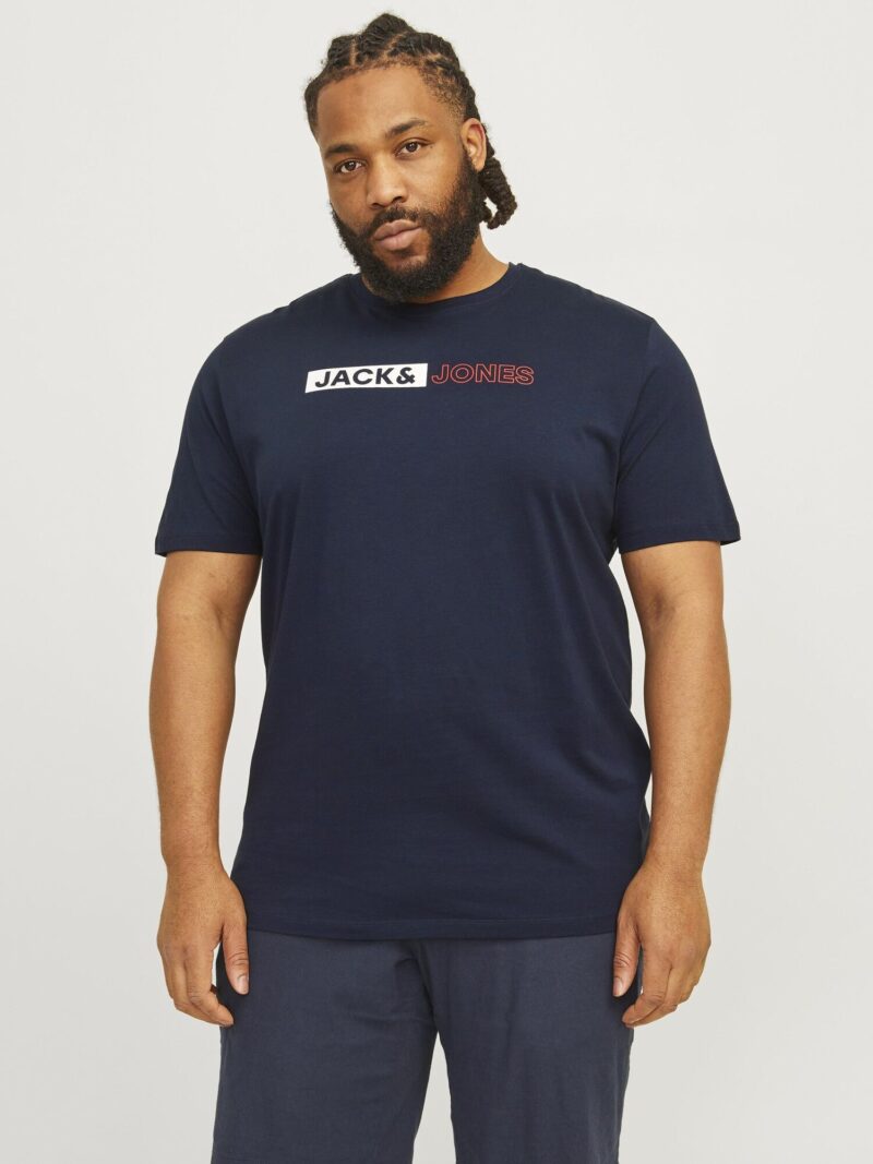 Jack & Jones Plus Tricou  bleumarin / roșu / alb