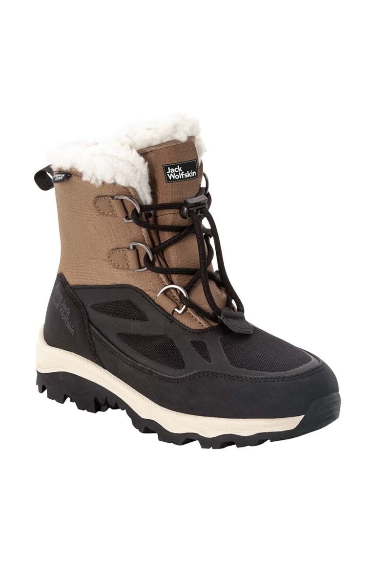 Jack Wolfskin cizme de iarna pentru copii VOJO SHELL XT TEXAPORE MID culoarea maro preţ