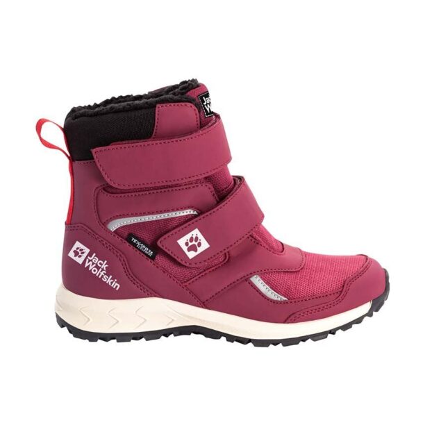 Jack Wolfskin cizme de iarna pentru copii WOODLAND WT TEXAPORE HIGH VC culoarea bordo