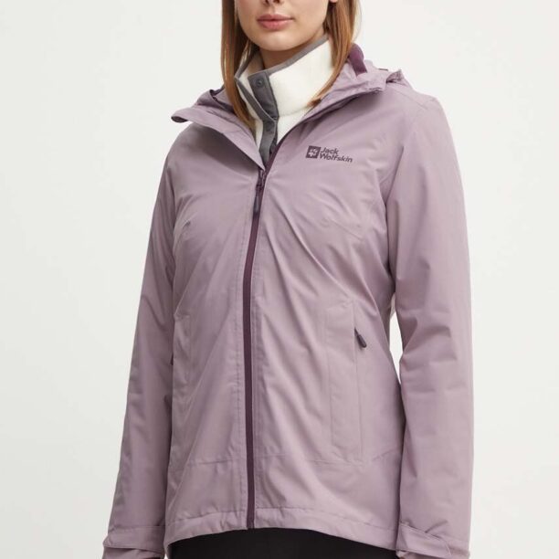 Jack Wolfskin jacheta de exterior Moonrise 3in1 culoarea violet