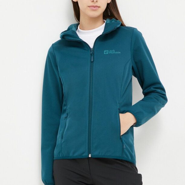 Jack Wolfskin jacheta de exterior Windhain Hoody culoarea turcoaz